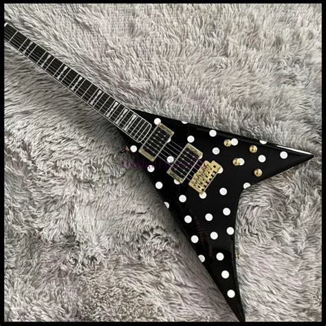 Solid Body Custom Rhoads Electric Guitar Black With White Polka Dots Fast Ship 32242 Picclick