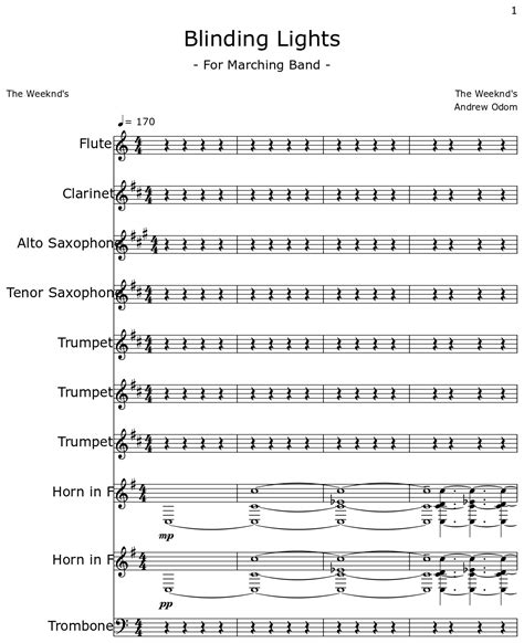 Blinding Lights Sheet Music For Flute Clarinet Alto Saxophone