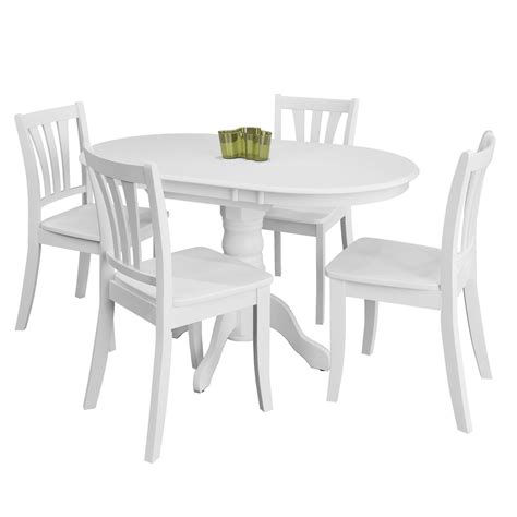 Corliving Dillon 5 Piece Extending Oval White Wooden Dining Set