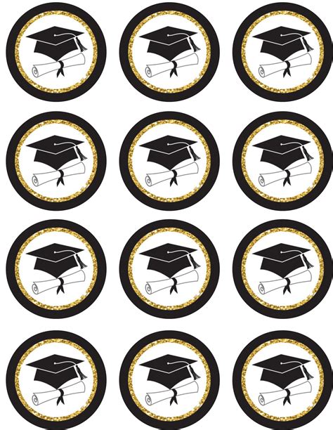 Graduation Grad Cap With Gold Cupcake Toppers Shore Cake Supply