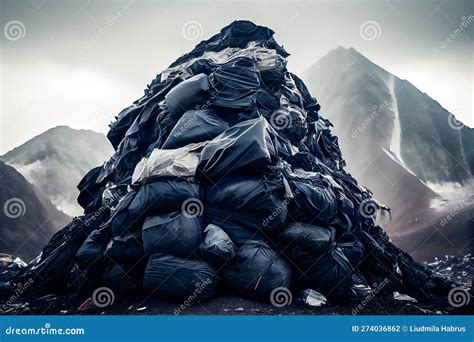 Mountains Of Trash In Black Plastic Bags Generative Ai Generative Ai