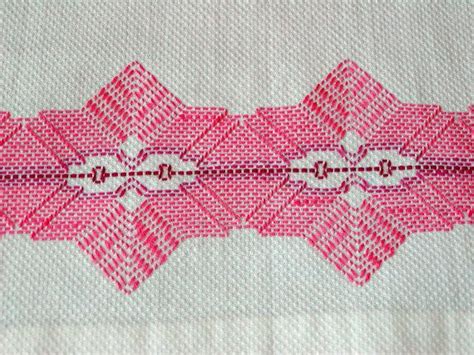 Vintage Swedish Huckweave Tea Towel Variegated Pink On White Etsy