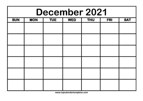 Free December 2021 Calendar Printable Blank Templates