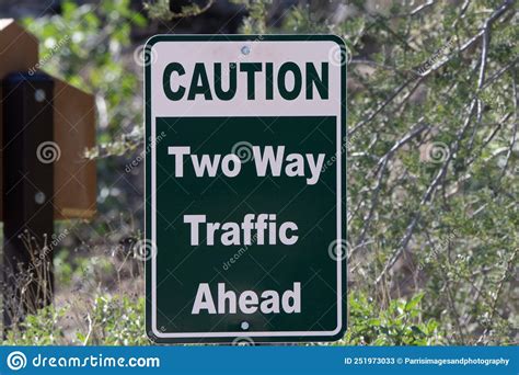 Rectangular Traffic Sign Stating Two Way Traffic Ahead Stock Image