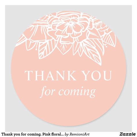 Thank You For Coming Pink Floral Baby Shower Classic Round Sticker