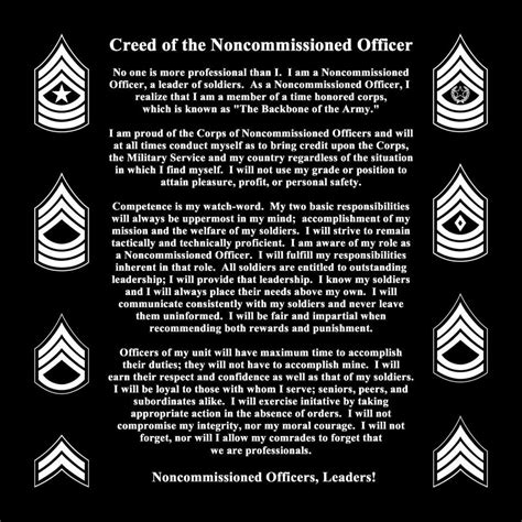 Creed Of The Nco Us Army Infantry Army Sergeant Army Soldier