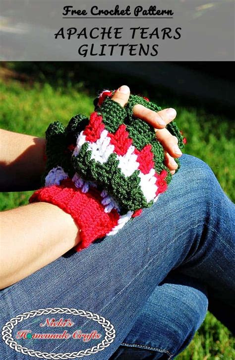 Crochet Apache Tears Glittens Free Crochet Pattern Nickis Homemade
