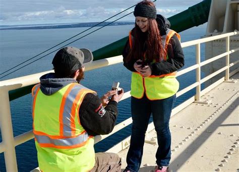 St Ignace Couple Gets Engaged Atop Mackinac Bridge