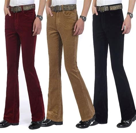 Mens Casual Bootcut Corduroy Flared Trousers Elastic Bell Bottom Pants In 2022 Bell Bottom