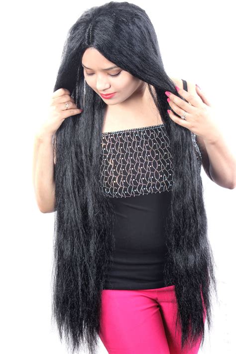 31 Inch Indian Hi Long Women Black Hair Wig Straight Long Indian Style