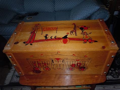 Vintage Wood Clown Treasure Chest Toy Boxhopekeepsakeclassic Toy