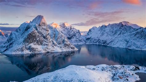 1920x1080 Norway Lofoten Mountains Winter Bay Snow Laptop Full Hd 1080p