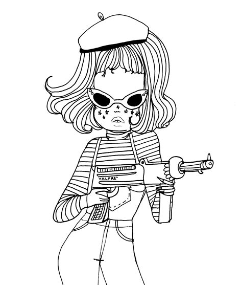 Aesthetic coloring pages helps you to relax and feel better. metralleta valfre coloring page | Coloring pages, Adult ...