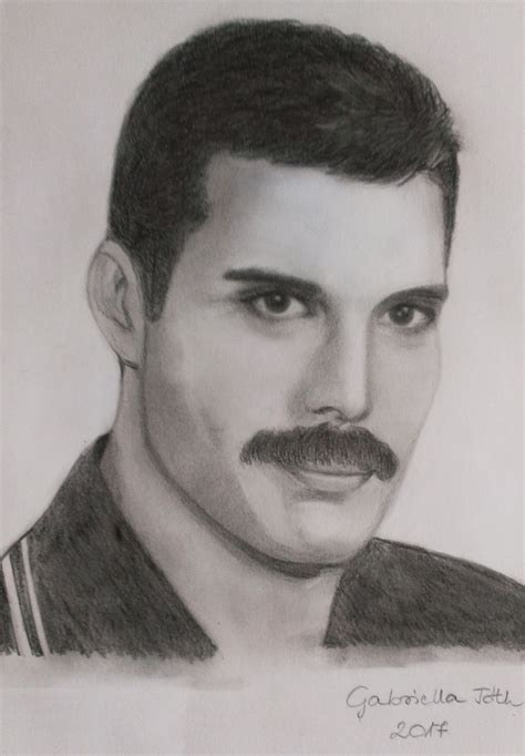 Freddie Mercury Queen Pencil Drawing Portrait By Gabriella Tóth