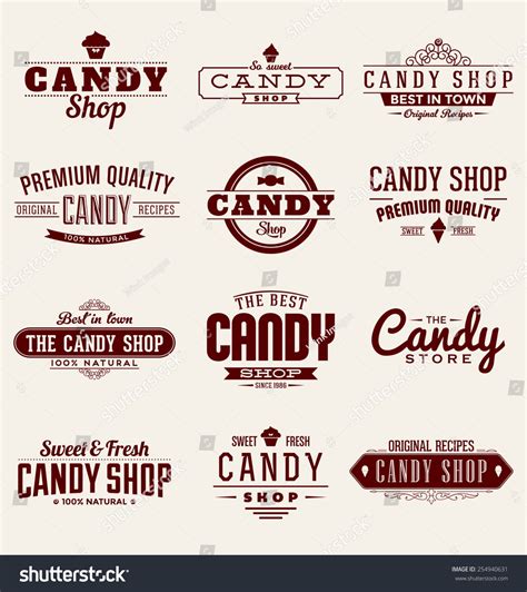 Typographic Candy Shop Themed Label Design Stock Vector Royalty Free
