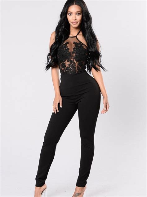 Embroidered Sexy Lace Backless Jumpsuit Fashion Nova Outfits Black Lace Jumpsuit Fashion