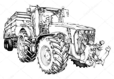 Kleurplaat tractor drawing tractor drawing drawings en coloring. Landbouw trekker illustratie art tekening — Stockfoto ...