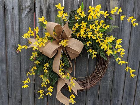 Spring Summer Wreath Wreath Spring And Summer Yellow Etsy Spring