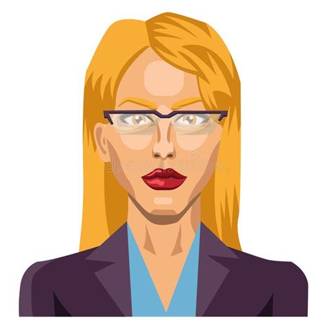 Blonde Girl With Glasses Illustration Vector Stock Vector