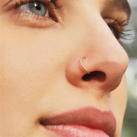 NOSE RING Nose Hoop 24 22 20 Gauge 14K Nose Ring Dainty | Etsy | Gold nose rings, Nose rings 