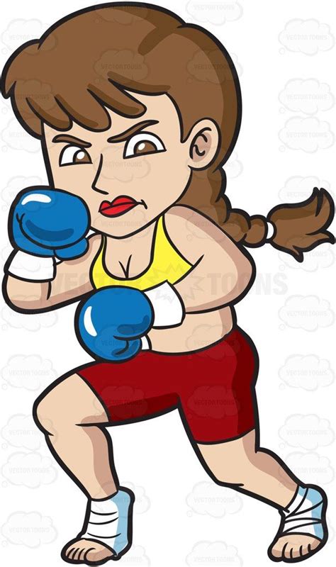 A Woman Getting Ready For Kickboxing Kickboxing Cartoon Women