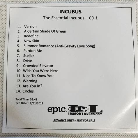 Incubus The Essential Incubus 2012 Cdr Discogs