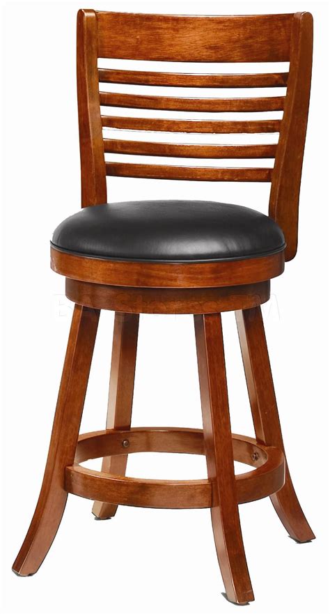 24 Swivel Bar Stools With Upholstered Seat In Light Cherry Set Of 2