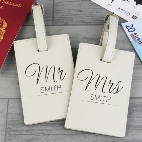 Personalised Mr Mrs Classic Cream Leather Luggage Tags Https