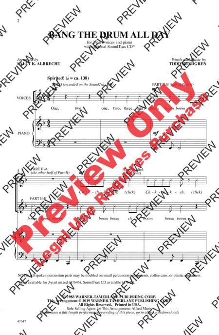 Preview Bang The Drum All Day Ap 47647 Sheet Music Plus