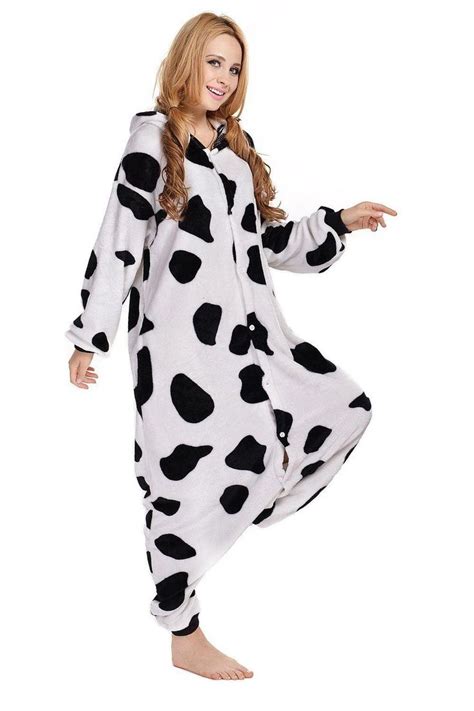 cow onesie fleece unisex dress pajama costume cow halloween costume