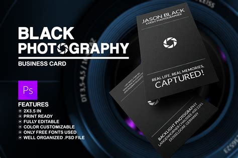 Black Photography Business Card Business Card Templates Creative Market