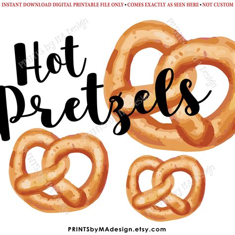 Hot Pretzels Sign Printable 8x10” Watercolor Style Soft Pretzel Sign