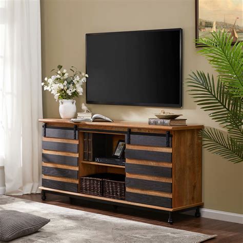 Wampat Farmhouse Tv Stand For Tvs Up To 65 Entertainment Center And Tv