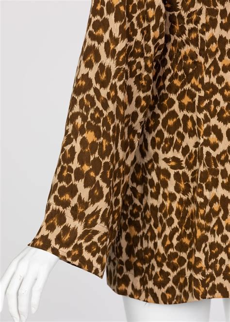 Yves Saint Laurent Leopard Print Silk Damask Safari Top