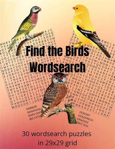 30 Find The Birds Word Search Puzzles Puzzles For Grown Ups