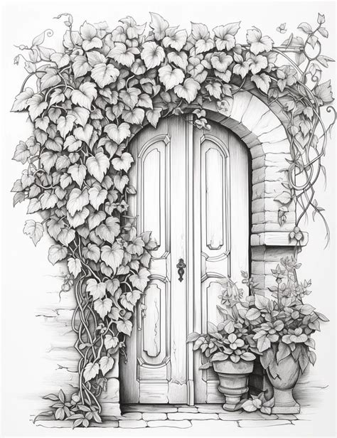 Free Coloring Page Of Flowery Door Coloring Sheets In 2024 Free