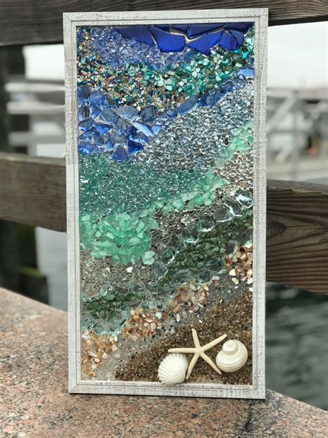 21x 11 Mosaic Coastal Window Mixed Media Sea Etsy