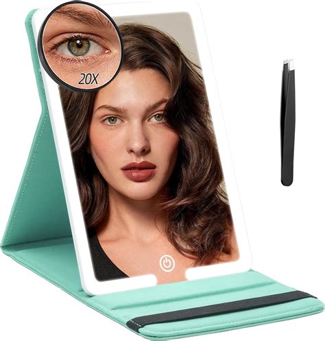 Rrtide Lighted Travel Mirror With 35inch 20x Magnifying