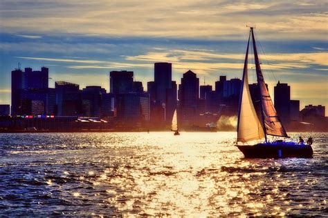 Sunset Sailing On Boston Harbor Photograph By Joann Vitali Pixels
