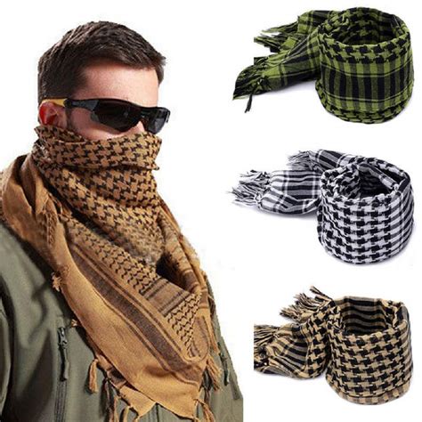 Plaid Keffiyeh Scarf Wrap Cotton Shemagh Long Scarves Military Tactical