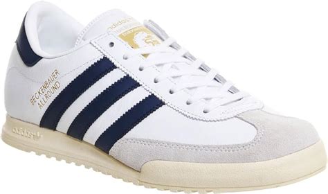 Adidas Original Beckenbauer Allround Uk 12 White With Dark Blue Stripes Trainers