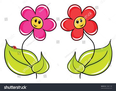 Two Fine Cartoon Flowers Stock Vector Royalty Free 76881148