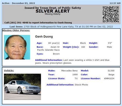 True Crime Updates On Twitter RT TX Alerts ACTIVE SILVER ALERT For Oanh Duong From Katy TX