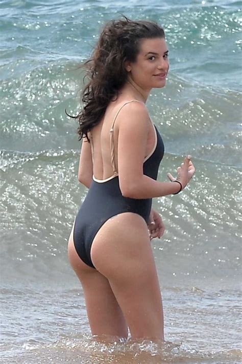 Lea Michele Wears A Black Swimsuit On The Beach In Maui 03192018