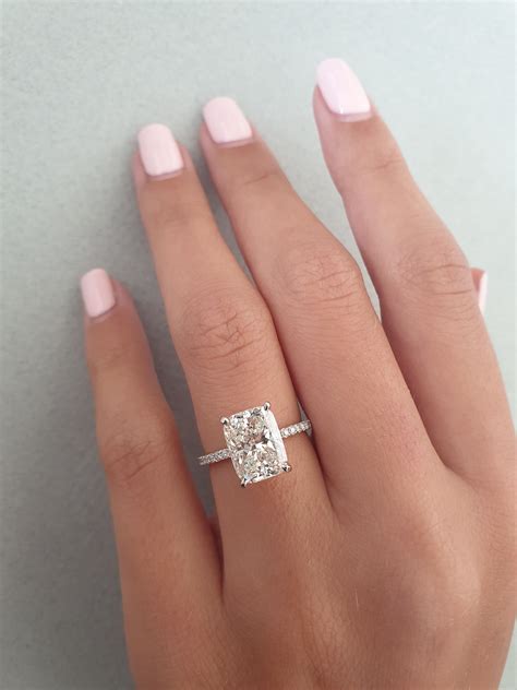 Elongated Cushion Cut Diamond Engagement Ring Vintage Engagement