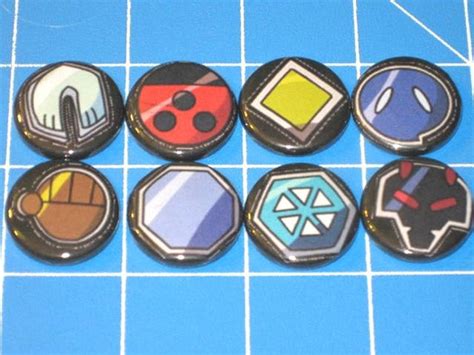 Set Of 8 Pokemon Gym Badges Johto League Etsy