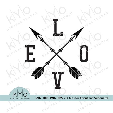 Love With Crossed Arrows Svg Png Dxf Eps Cutting Files
