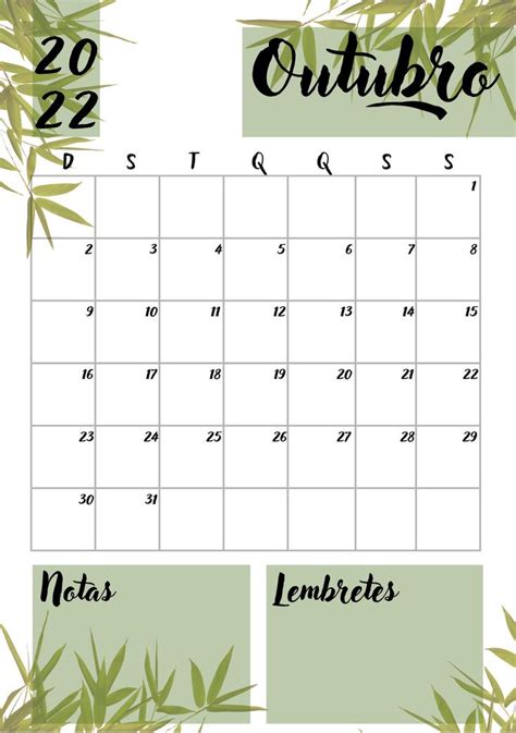 Outubro Ideias de calendário Calendario de outubro Cadernos