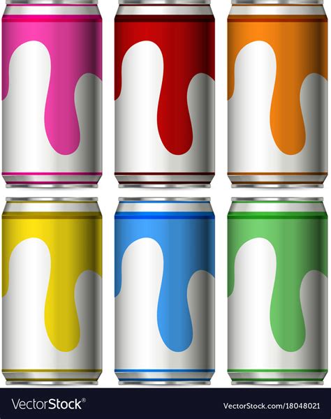 Six Cans With Different Colors Royalty Free Vector Image