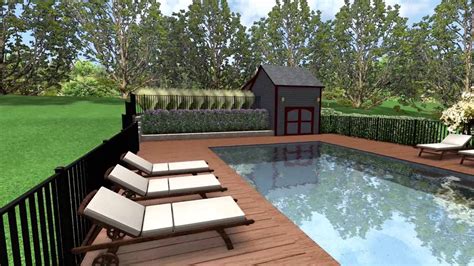 Concrete pool deck with grass accent wooden pool deck design composite pool decking and timber screening Wood Pool Deck - YouTube